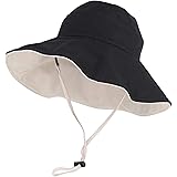 ASSQI Womens Foldable Shapeable Brim Sun Hat UPF 50+ Cotton Wide Brim Beach Sun Protection Cap Adjustable Chin Strap Hat