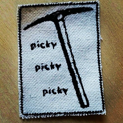 Embroidered Picky Upcycled Iron On Canvas Hat or Jacket patch.