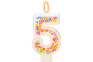 FAMGift Number 5 Birthday Candle - Colorful Macaron Candles, 5 Candle Birthday Girl Women, Sweet Theme Birthday Party Supplies, Anniversary Party Cake Decorations
