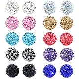 Aprilsky Rhinestones Crystal Fireball Disco Ball Pave Bead Stud Earrings Stainless Steel Hypoallergenic 6mm Mix Color Pack