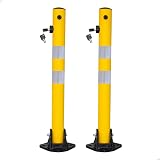 Berry 65CM Parking Barrier Bollard 2 Keys Yellow ABS GI Reflective Post (2 Pcs) view 1