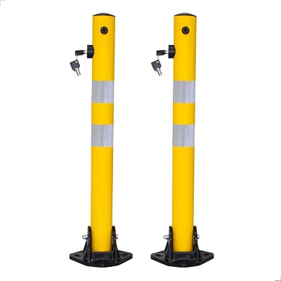 Berry 65CM Parking Barrier Bollard 2 Keys Yellow ABS GI Reflective Post (2 Pcs)