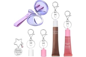 GRTWEEL Keychain Cap Compatible with Summer Fridays 0.5 Oz Lip Balm & LANGIGE 0.35 oz Lip Balm, Portable Key Chain Cap with Mirror and Mother Day