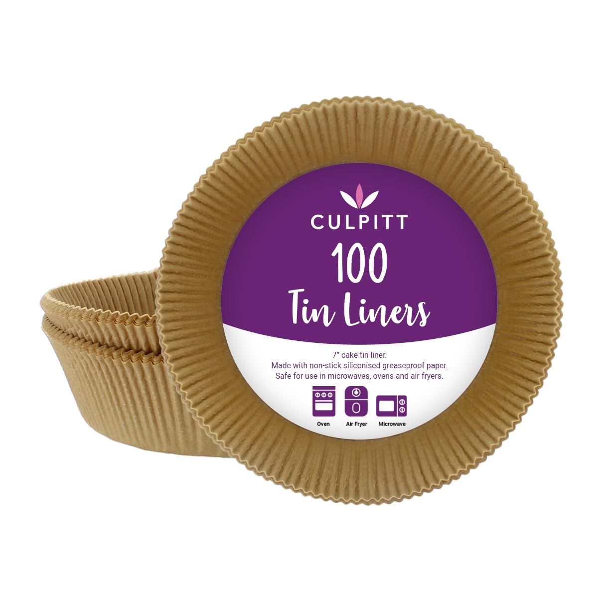 Culpitt 7" Cake Tin Liners, 100 Pack, Non-Stick Siliconised Greaseproof Paper for Baking Cakes, Pies, Tarts, Round Cake Tin Liners, Made in The UK — image 1
