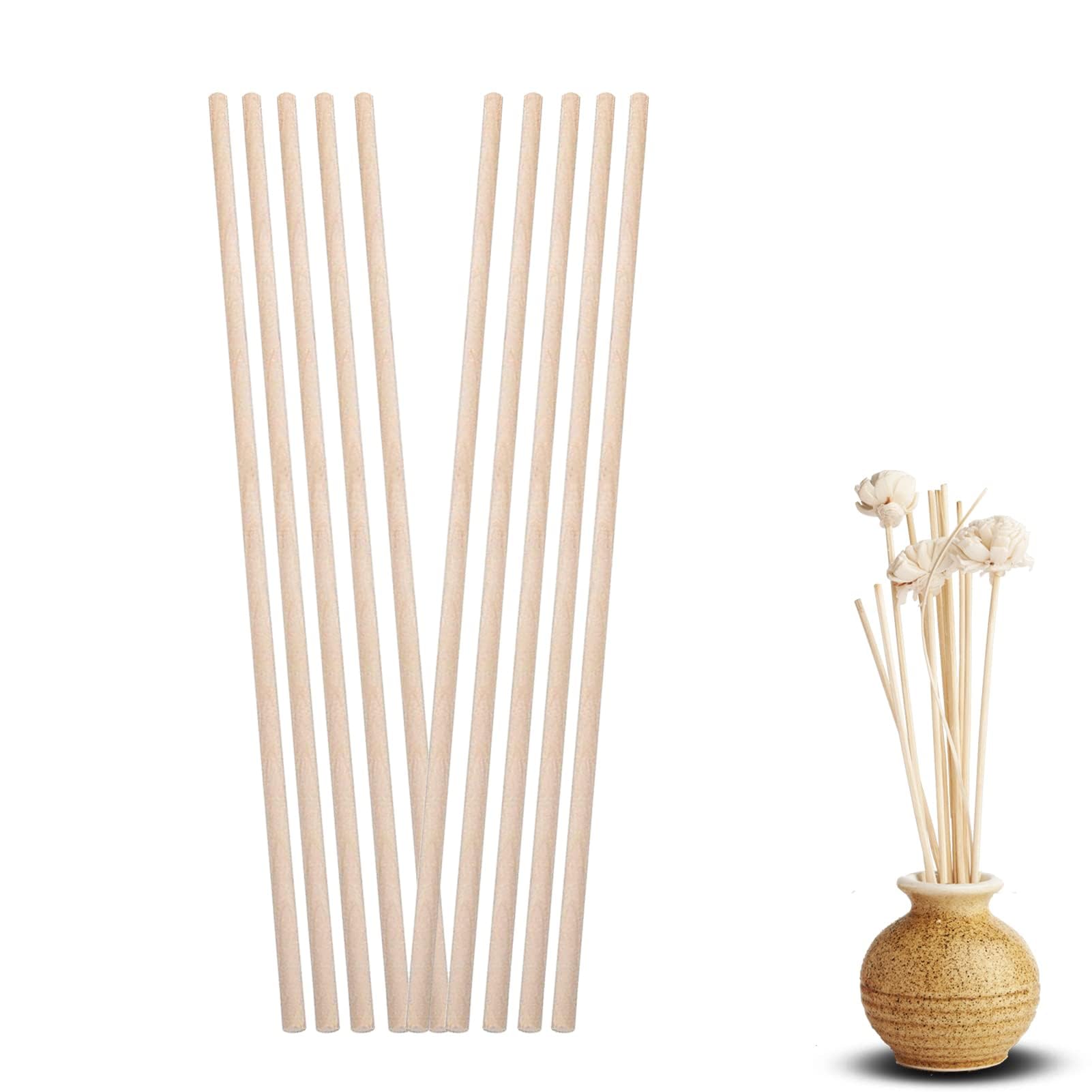 10 Pack Round Wood Dowel Rods,11.81inch Long Wooden Dowels,4mm Birch Hardwood Wooden Craft Sticks Dowels,Round Wooden Craft Sticks for Craft DIY Project Art Work Model