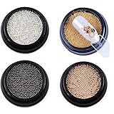 BlueZOO 4 Boxes/set Mini Steel Ball Caviar Beads 3D Nail Decoration Gold Silver Champagne White Studs Manicure Nail Art Accessories