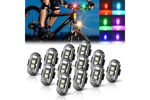MNJ Motor Wireless LED Strobe Lights Remote Control, 8 Colors USB Charing Waterproof Anti-Collision Flashing Emergency Warning Lights for Car Motorcycle Drone Aircraft Bike 12PCS
