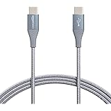 Amazon Basics Aluminum Braided 100W USB-C to USB-C 2.0 Cable with Power Delivery - 6-Foot, Gray