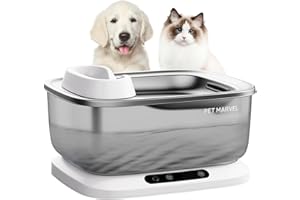 PET Marvel Wireless Sensing Dog Water Fountain for Large Dogs, 7L/1.8Gal/230oz Big Automatic Pet Water Dispenser for Multi Cats, Stainless Steel Filtered Drinking Bowl Wireless Pump F2 V2