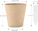 KINGLAKE Biodegradable 6cm Fibre Plant Pots 100Pcs with Labels view 2