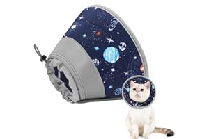 GoGoPaw Cat Cone, Adjustable Cat Cone Collar Soft to Stop Licking, Foldable Cute Cat Cone Alternative, Water Resistant Neck Cone for Cats, Lightweight Cat Recovery E Collar for Cat Kitten（Grey, S