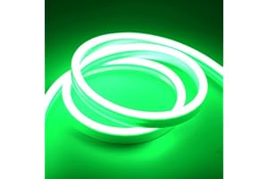 GUPUP Neon Light Strip,16.4ft Green Neon Lights,24V,600 LEDs,Flexible,Waterproof,Silicone LED Rope Lights,Rope Neon Lights for Bedroom,Rope Lights Indoor&Outdoor…(Power Adatpor not Included)