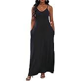 vunahzma Womens Casual Fashion Sleeveless Plus Size Loose Long Sexy Maxi Dress with Pockets