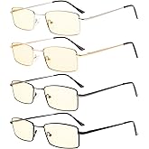 Eyekepper 4 Pack Reading Glasses Blue Light Blocking Memory Titanium Bridge Computer Readers