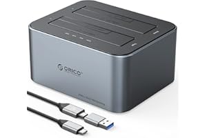 ORICO Hard Drive Docking Station with Offline Clone, Aluminum Alloy Dual Bay USB C to SATA Hard Drive Dock Holder for 2.5 or 
