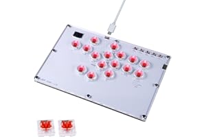 DO-CAM Arcade Stick All-Button Controller L16, Leverless Controller Street Fight with Turbo & SOCD, Arcade Stick Street Fight for PC/PS3/PS4/Steam/Switch Game Keyboard-Supports Hot Swap & Custom RGB(White)