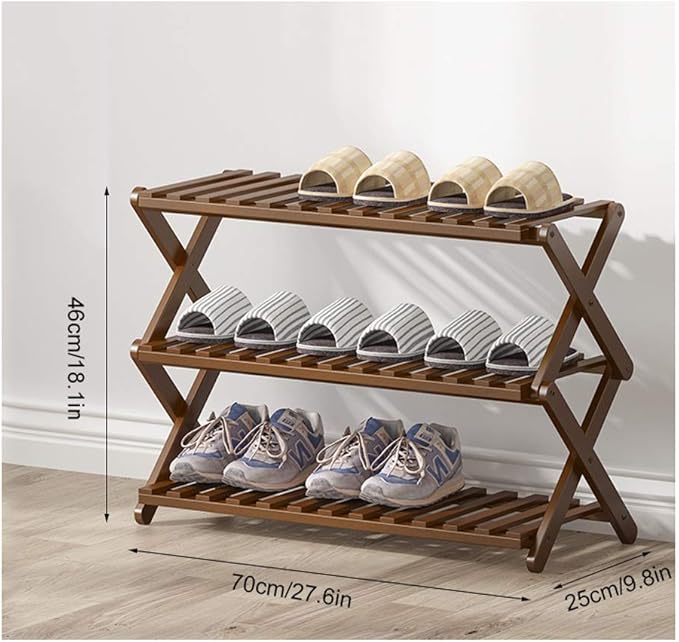 MultiTier Foldable Bamboo Shoe Rack