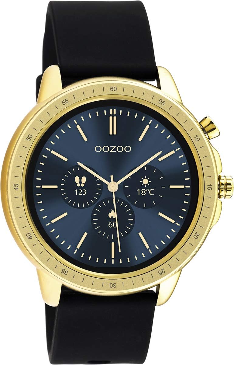 Oozoo Unisex smartwatch with Silicone Strap 45 MM Q00301, Gold & Black - Image 3
