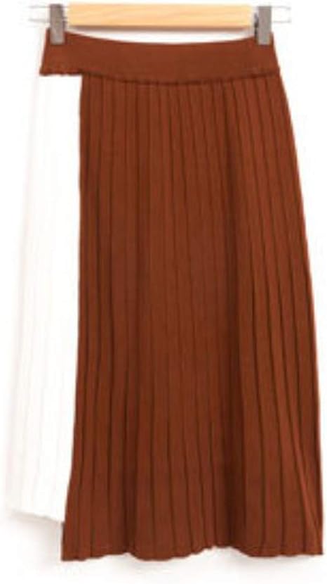 Amazon 冬スカート 冬なのに可愛いい秋 冬の色の一致スカート長いプリーツスカート細見えハイウエストプリーツ大スイングスカート ブラウン ワンサイズ スカート 通販