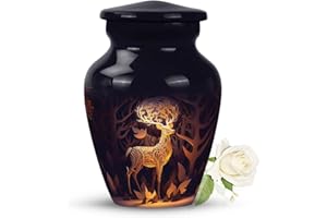 YASUBJAG Deer Forest Urns for Human Ashes Adult Male & Female - Small Keepsake Urn for Human Ashes Adult Man - Mini Decorative Cremation Ashes 3Inch