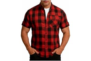Plaid Shirt Men Short Sleeve Casual Blouses Summer Loose Button Tops Flannel Comfortable Checkered Shirts 2026
