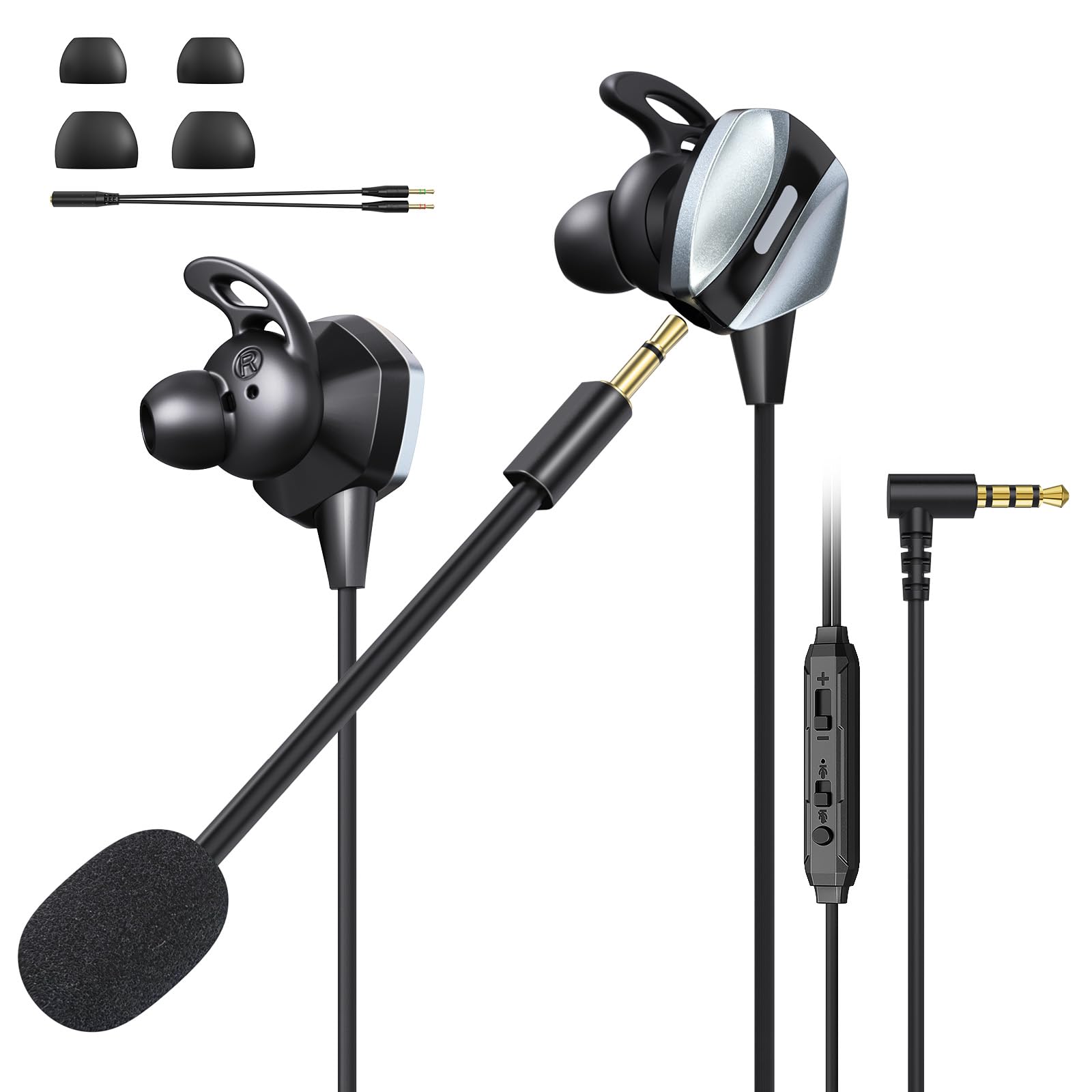 Photo 1 of VersionTECH. Wired Gaming Earbuds with Mic, in-Ear Gaming Earphones with Dual Audio Drivers, in-Line Controls, HiFi Noise Cancelling Headphones for PC, Nintendo Switch, Xbox Series X|S, PS5, PS4