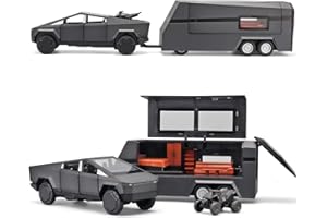 OANMYJJO Toy Trucks for Boys Mars Pickup Trailer Toy RV,Diecast Metal Pickup Trailer RV Model Kit,Toy Truck and Trailer with Sound and Light Pull Back,Truck and Trailer Toys for Boys Ages 4-7（Grey）