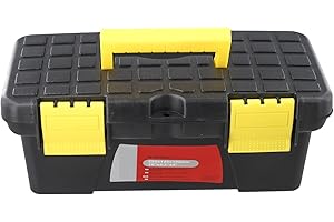 10 Inch Tool Box with Dual Layer Storage, Portable Electrician Tool Case, Heavy Duty Plastic Toolbox for Carpenter and DIY, C