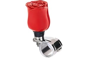 Bashineng Steering Wheel Knob Spinner Rose Suicide Turning Driving Power Handle Universal Fit Most Vehicles Cars Trucks Tractors Mowers Forklifts Boat Golf Carts (Red)