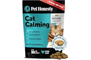 PET HONESTY Calming Chews for Cats - Cat Anxiety Relief + Helps Reduce Stress - Behavioral Support & Promotes Relaxation for Travel, Boarding, Vet Visits, Separation Anxiety - Chicken (30-Day Supply)
