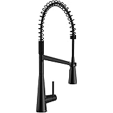 Moen Sleek Matte Black Pulldown Kitchen Faucet, Modern Kitchen Faucet with One Handle High-Arc, Power Boost, Easy Installation and 5925BL