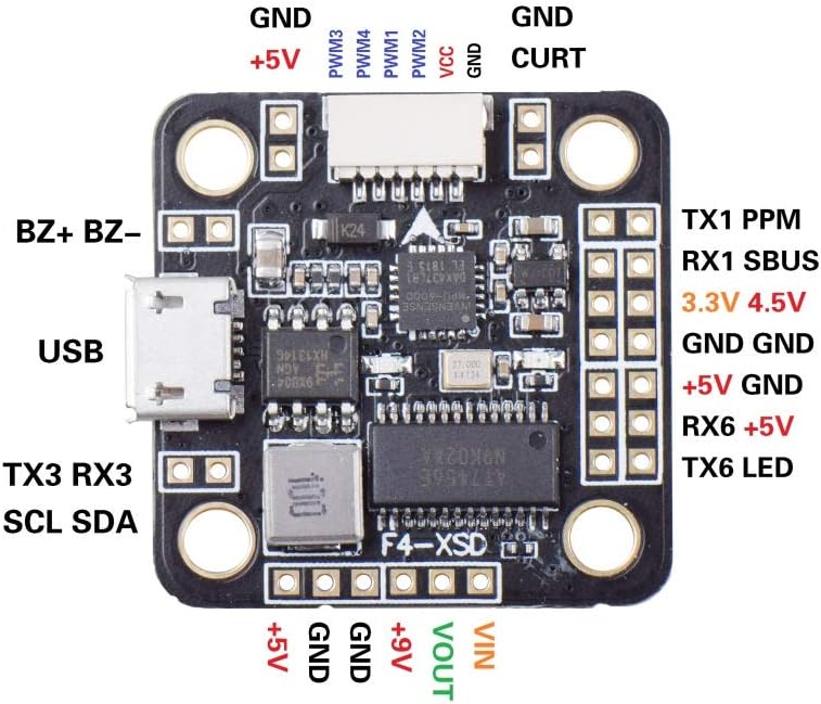 YTGOOD Betaflight F4-XSD Flight Controller Board 2-6S Built-in OSD 5V 9V BEC for Mini 150 130 FPV Racer Drone Support SBUS PPM RX Gray