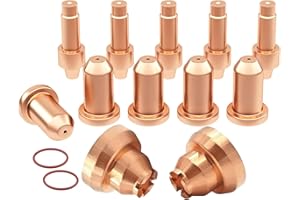 SHINNOUS Plasma Cutter 40A Tips+Drag Shields+ Electrodes Kit for Miller XT-40 torch & Hobart Airforce 40i XT40R/XT30R Torch (770797/249928 &770799/249930&770791/249926）PK12