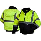 Pyramex RJ32 Series Waterproof Hi-Vis Orange Lime Bomber Jacket with Quilted Lining - Size Large