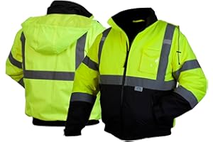 Pyramex RJ32 Series Waterproof Hi-Vis Orange Lime Bomber Jacket with Quilted Lining - Size Large