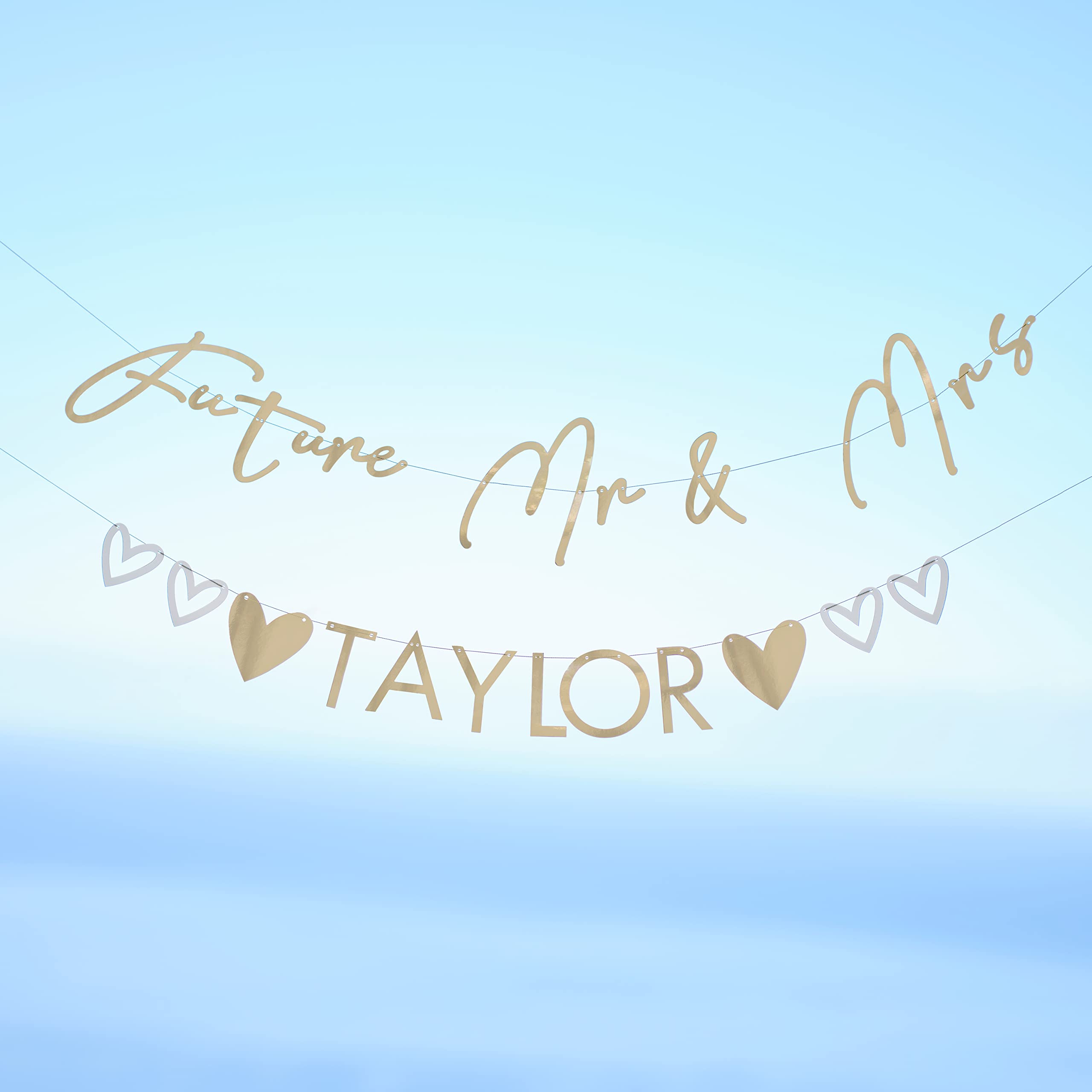 Ginger Ray Gold Customisable Surname Mr & Mrs Engagement Bunting Decoration — image 1