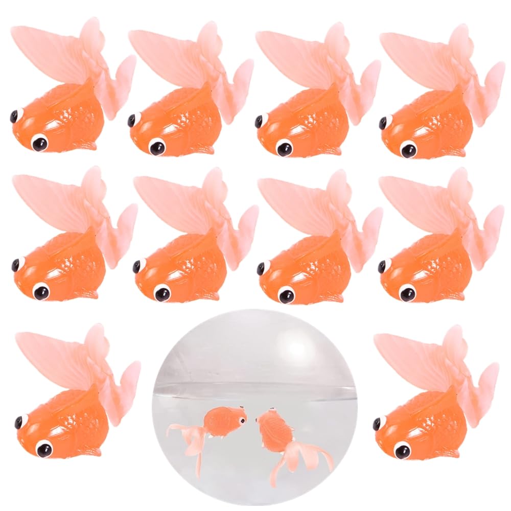 JLEivvi 10Pcs Artificial Fishes Plastic Goldfish Soft Fake Goldfishes Simulation Floating Fishes Ornament Decorations for Aquarium Fish Tank
