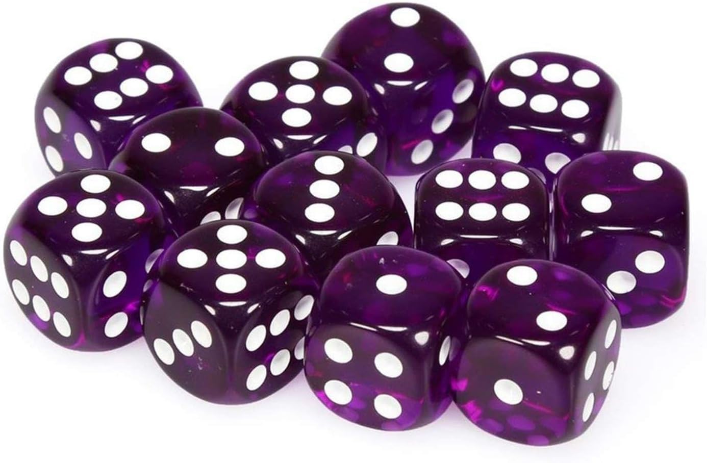 Translucent Purple 6 Sided 16mm Dice Block (12-Dice)