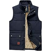 Vcansion Men's Outdoor Stand Collar Fleece Jacket Vest Casual Padded Vest Coats