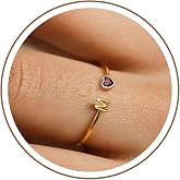 Birthstone Rings for Women 26 A-Z Initial Ring Adjustable 14k Ring Birthday Gifts for Her Rings for Teen Sister Bridesmaid Gifts Dainty Letter Jewelry