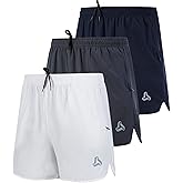 SILKWORLD Men's Running Stretch Quick Dry Shorts with Zipper Pockets(Pack of 2,3)