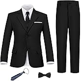 Boys Suit Set Slim Fit Kids Formal Suits Toddler Tuxedo Wedding Prom Classic Suits for Boy Teen Black Blue Dress Outfit