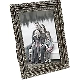 Isaac Jacobs 4x6 Silver Vintage Inspired Antique Library Frame, Horizontal & Vertical for Tabletop and Wall Display, Home Décor, Decorative Art Design (4x6, Silver)