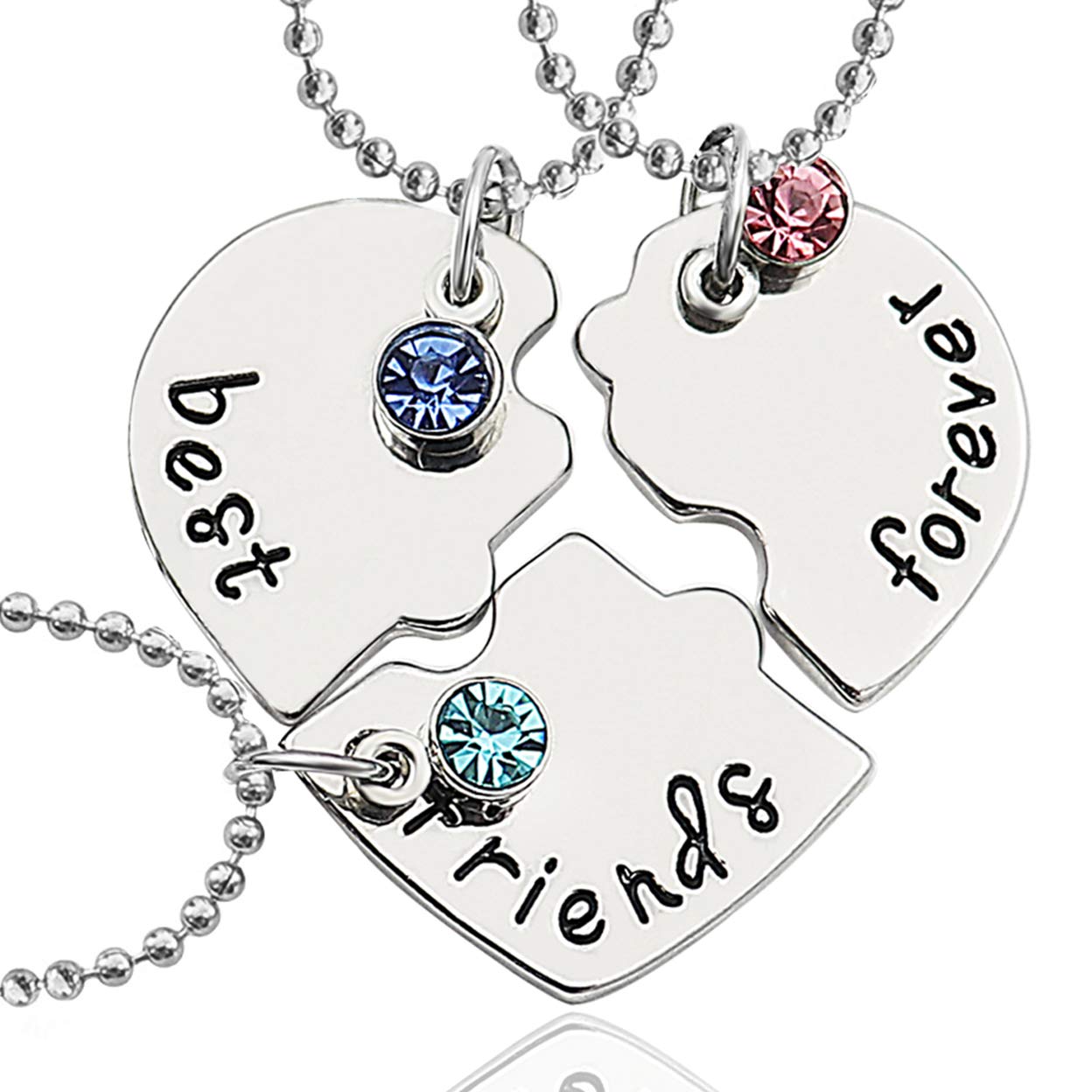 Gleamart Friendship Necklace Best Friends Necklace for 3 Best Friends Forever Heart