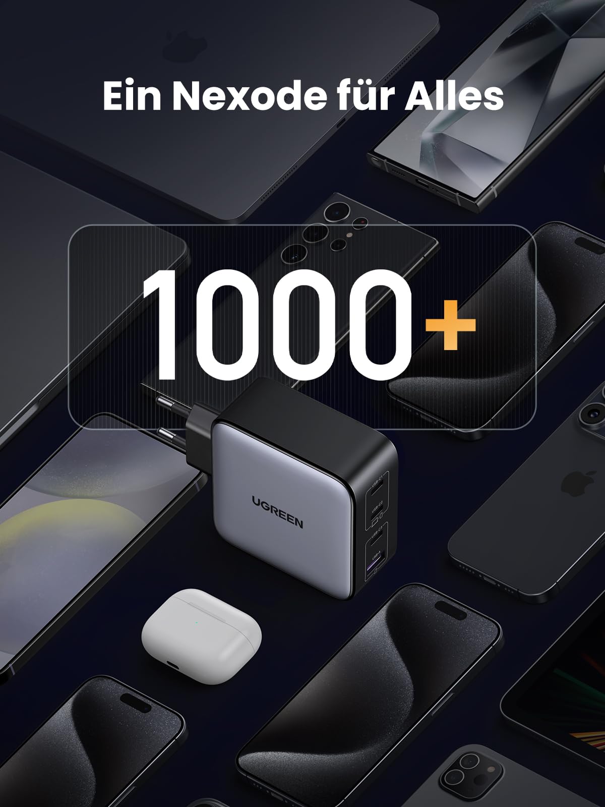 UGREEN Nexode 100W USB C Ladegerät 4 Ports Netzteil GaN Charger PD Schnellladegerät kompatibel mit MacBook Pro, iPhone 17-8 Serien, iPad Serien, Galaxy S25 Ultra, S24+ usw 9