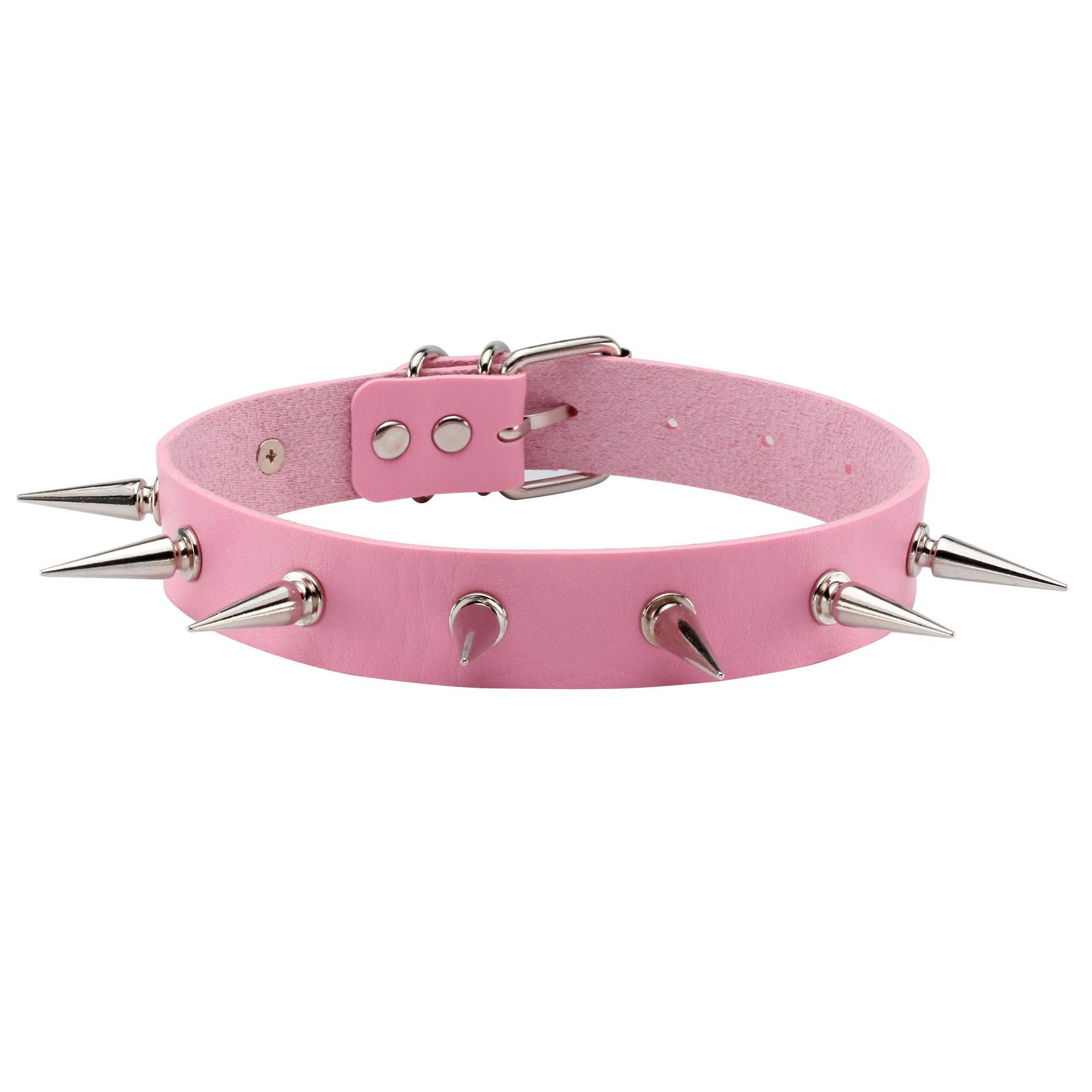 MILAKOO Gothic Rivet Spike Studded Choker Punk Rock Biker Strap Leather Collar Necklace Adjustable
