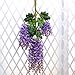 COOBL 3.6 Ft Realistic Romantic Classic Artificial Fake Wisteria Vine Ratta Silk Flowers for Garden Decoration DIY Living Room Hanging Plant Vine Home Party Wedding Simulation Decor 12 Pcs (Purple)