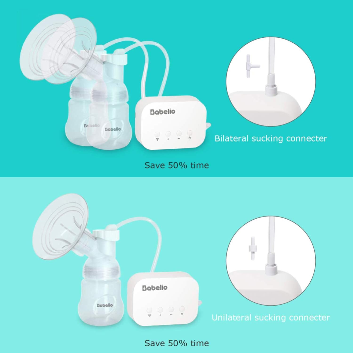 Double Electric Breast Pump By BABELIO, Portable Milk Pump w/ 2 Modes, 12 Levels, Strong Suction Power, Memory Function, Super Quiet and Rechargeable : Baby
