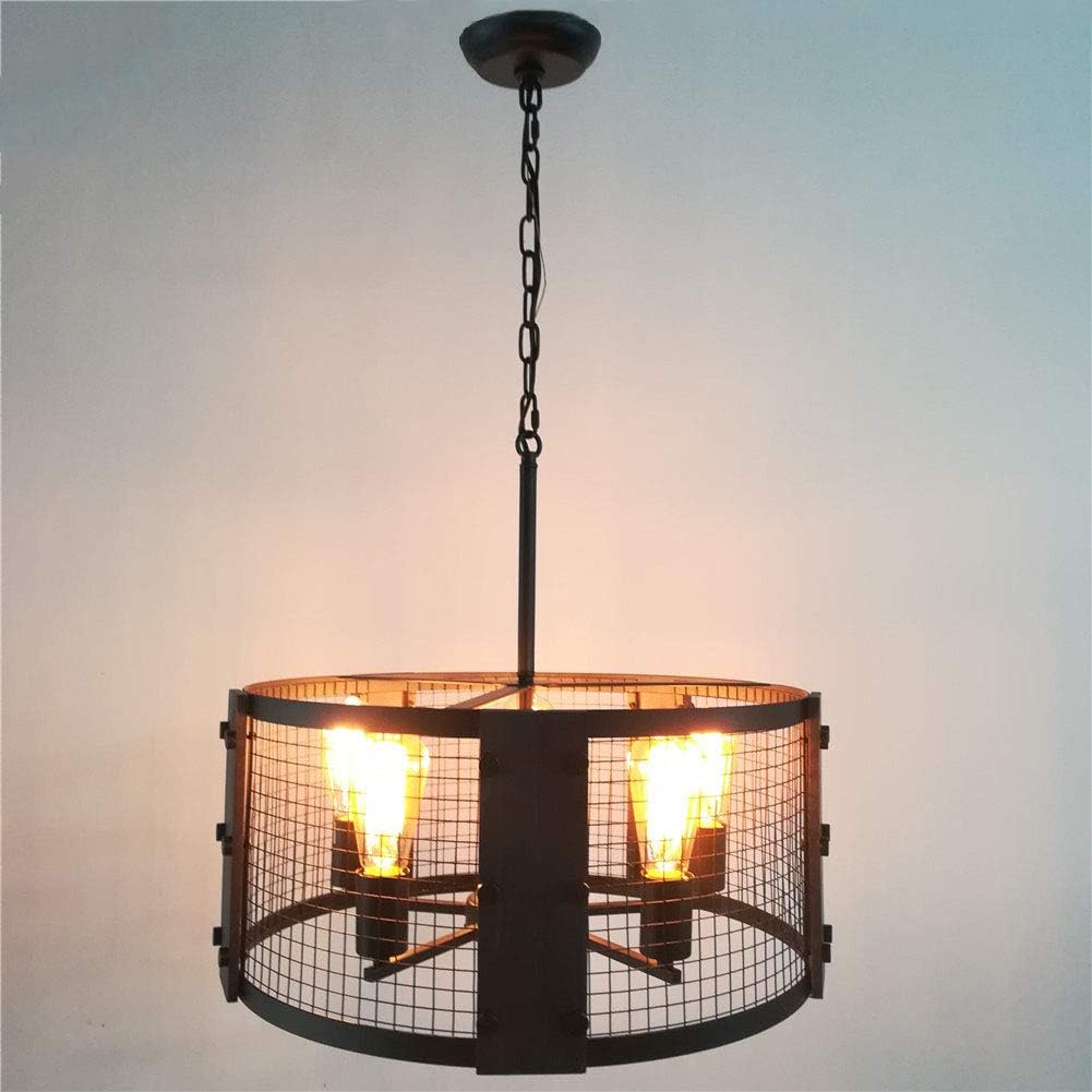 Beuhouz Rustic Rectangle Dining Room Light Fixture Wood Farmhouse Kitchen Island Chandelier Lighting Black Metal Industrial Pendant Light 5 Lights Edison E26 8033 Island Lights