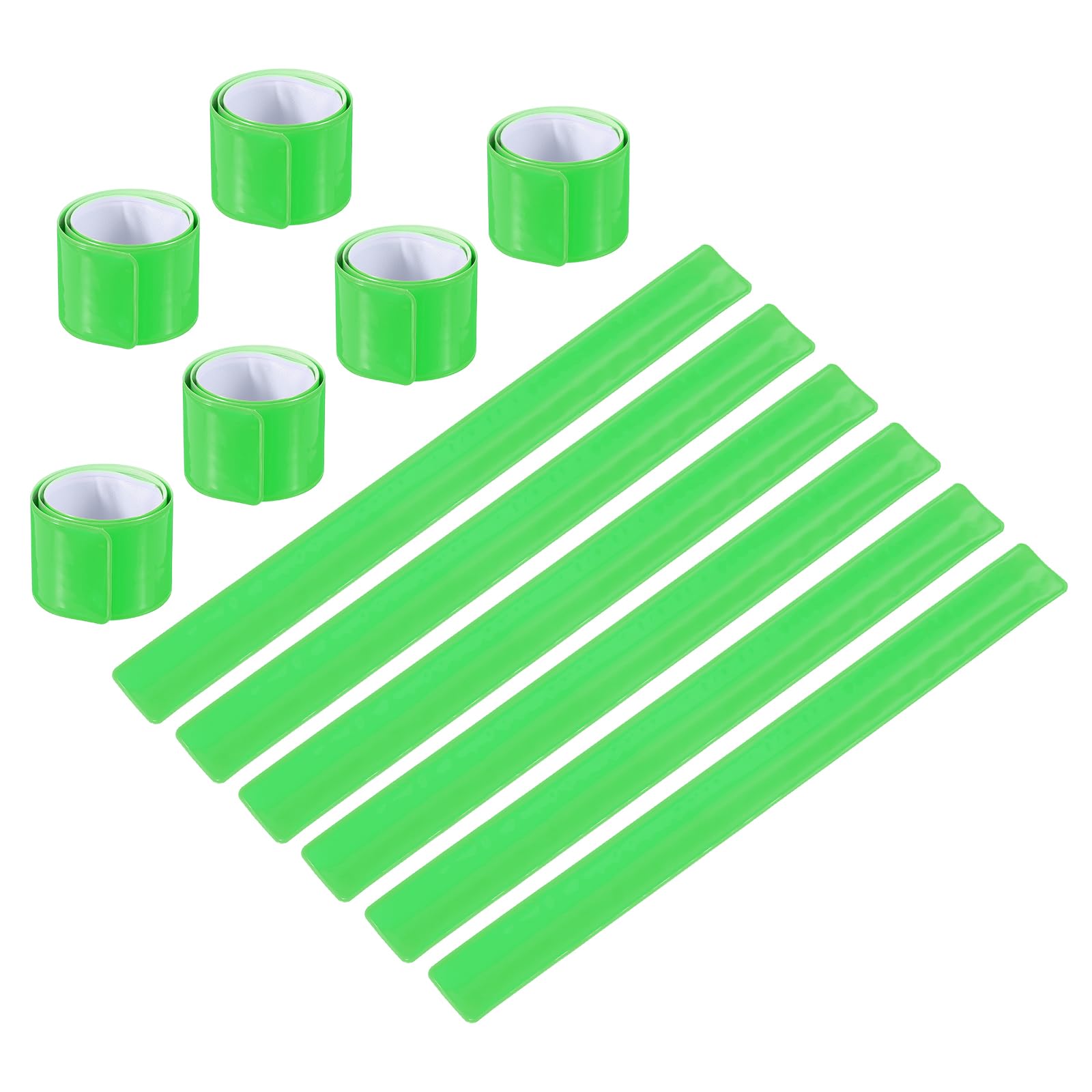 PATIKIL Reflective Slap Bands, 12 Pcs Reflector Band Snap Bracelet Armbands High Visibility Safety Reflectors Wrist Strap Strips for Night Jogging Cycling Running Hiking, Green